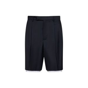 Jil Sander Men Blue Wool Canvas Double-Layer Shorts